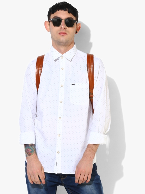 

White Printed Slim Fit Casual Shirt