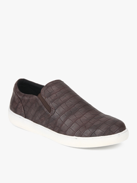 

Carlton London Men Brown Croc Textured Slip-Ons