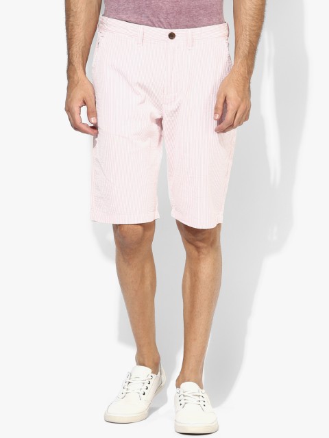 

United Colors of Benetton Men Pink Striped Regular Fit Regular Shorts