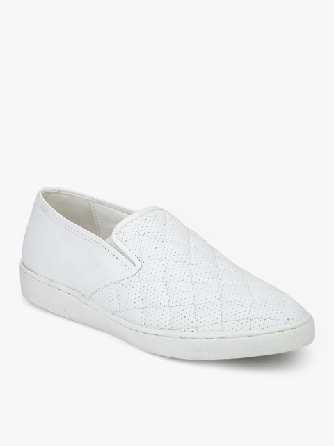 

Carlton London Men Black Quilted Leather Slip-On Sneakers, White