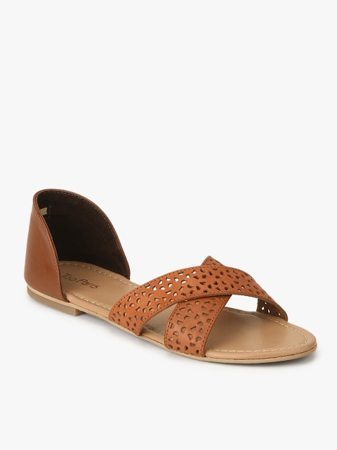 

Tao Paris Women Tan Brown Leather Laser Cut Flats