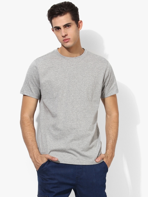 

Grey Melange Solid Round Neck T-Shirt
