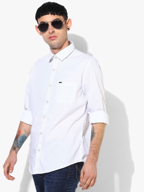 

Peter England Casuals Men White Slim Fit Printed Casual Shirt