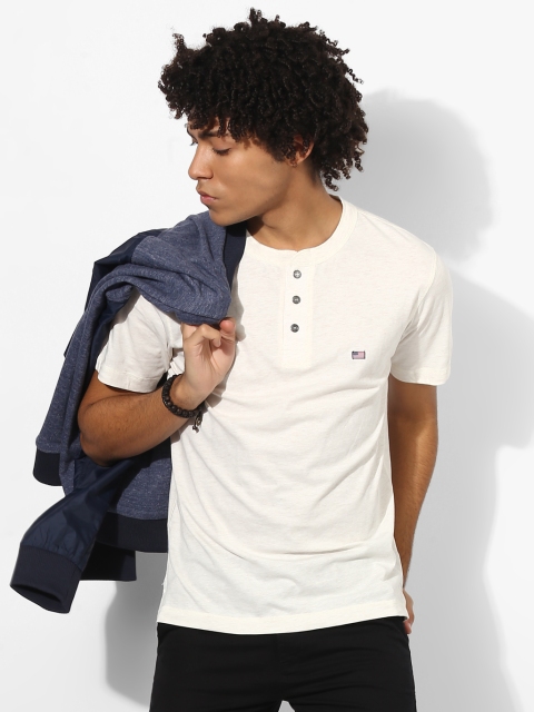 

Jockey Men Off-White Henley Neck T-shirt, Cream