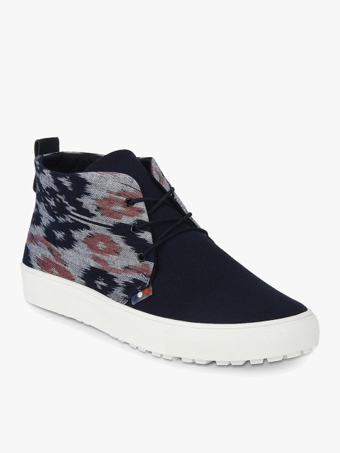 

Pepsi Men Navy Blue & Grey Ltd Edition Ikat Mid-Top Sneakers