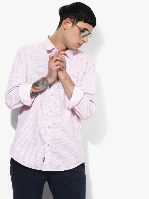 

Peter England Casuals Men White & Pink Slim Fit Printed Casual Shirt