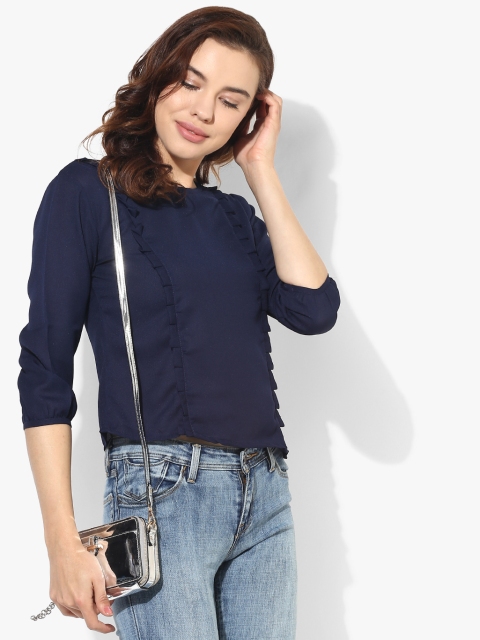 

Style Quotient Women Navy Blue Solid Top