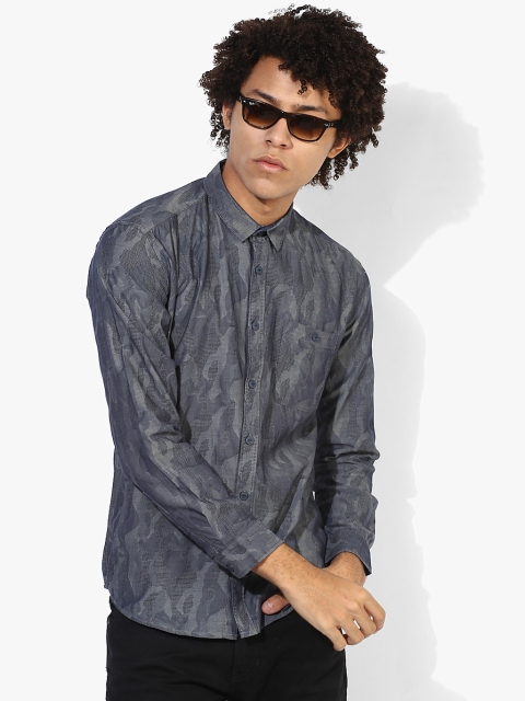 

Voi Jeans Men Navy Regular Fit Self-Design Casual Shirt, Grey