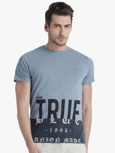 

Splash Men Blue Printed Round Neck T-shirt