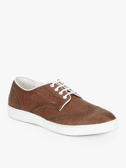 

Carlton London Men Tan Brown Croc-Textured Brogues