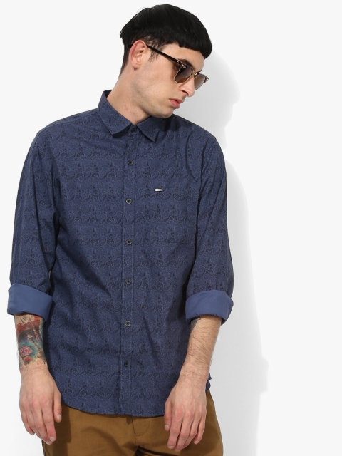 

Peter England Casuals Men Blue Slim Fit Printed Casual Shirt, Navy blue