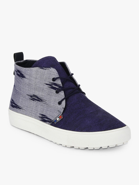 

Pepsi Men Blue Printed Ltd Edition Ikat Mid-Top Sneakers, Navy blue