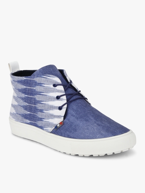 

Pepsi Men Blue Printed Ltd Edition Ikat Mid-Top Sneakers