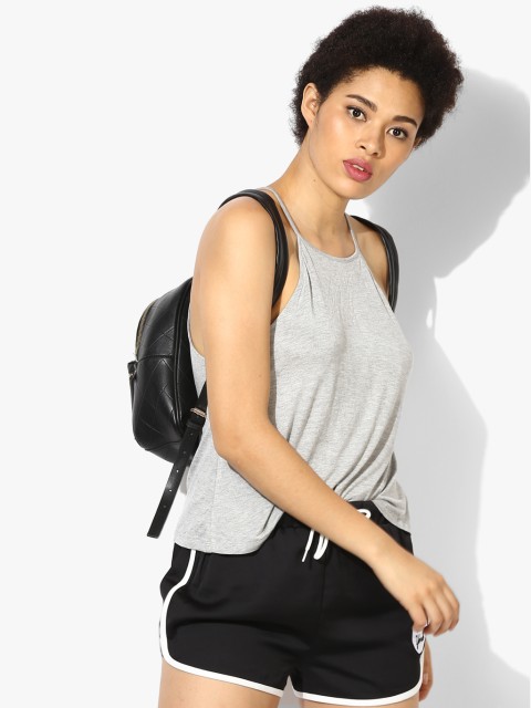 

Grey Melange Solid Strappy Top
