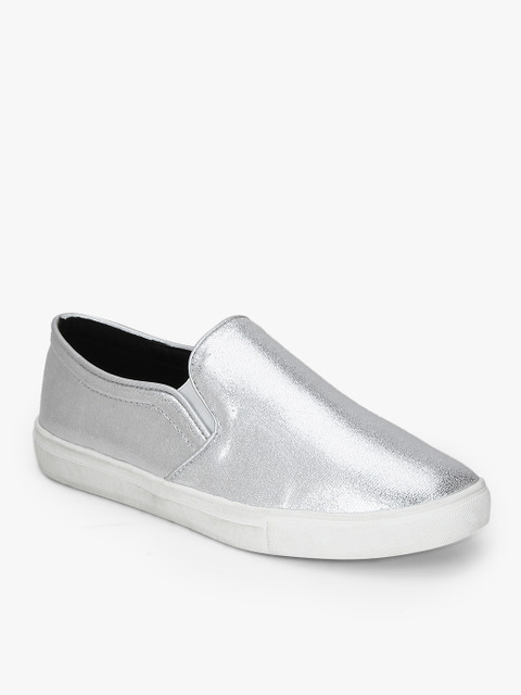 

Tao Paris Women Silver-Toned Solid Slip-On Sneakers