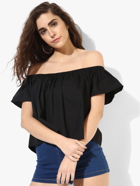 

ALCOTT Women Black Solid Bardot Top