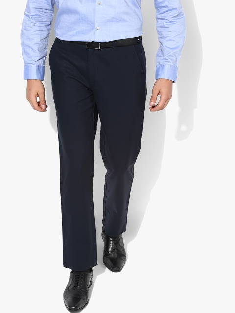 

Navy Blue Solid Slim Fit Formal Trouser