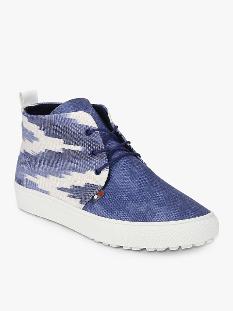 

Pepsi Men Blue & Cream-Coloured Ltd Edition Ikat Mid-Top Sneakers