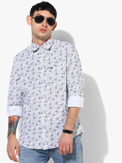 

Peter England Casuals Men White Slim Fit Printed Casual Shirt