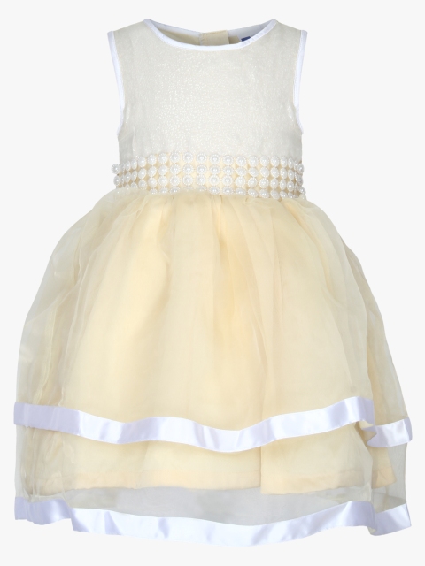 

612 league Girls Cream-Coloured Embellished Fit and Flare Dress
