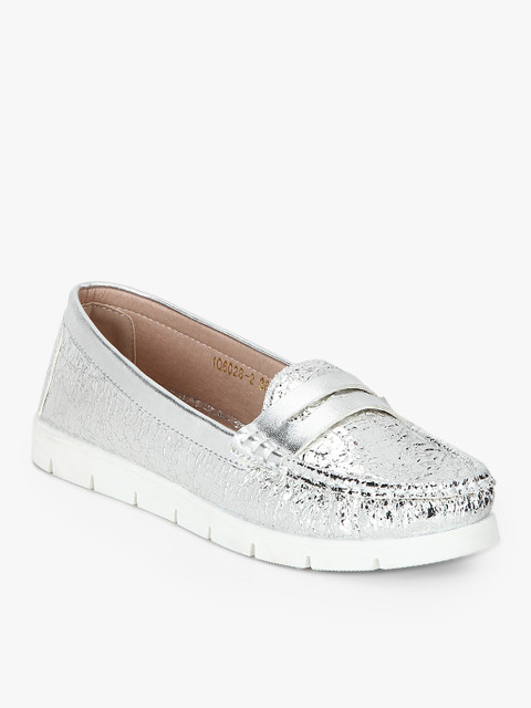 

Tao Paris Women Silver-Toned Khloe Textured Loafers