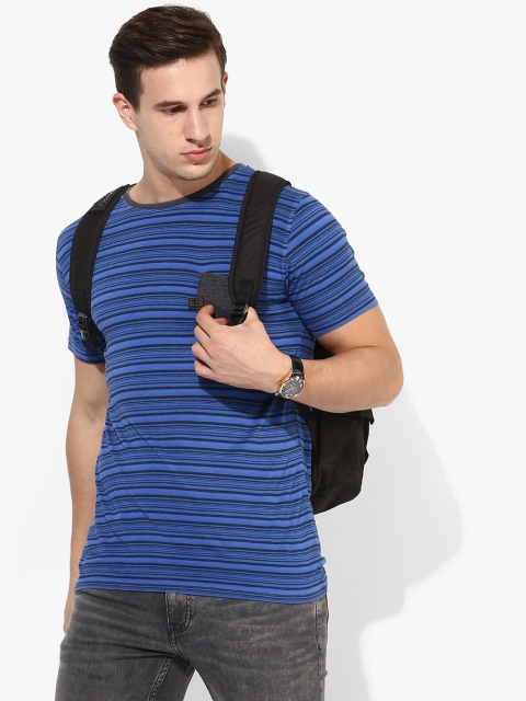 

YWC Men Blue YMT2195C Striped Round Neck T-shirt