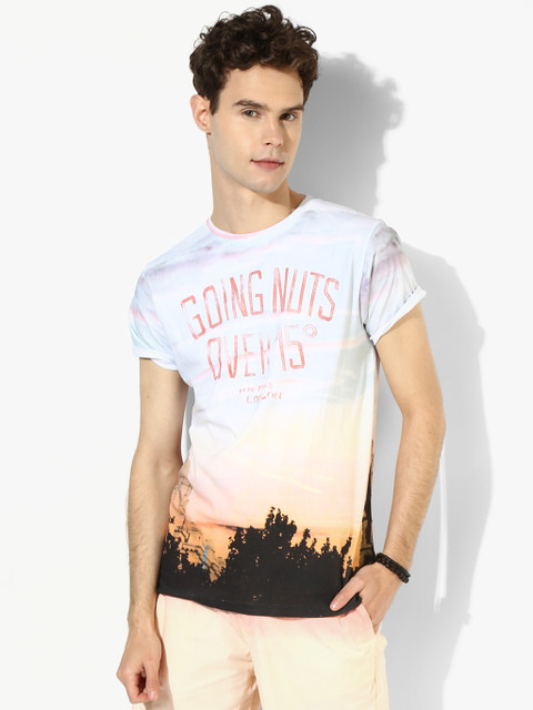 

Pepe Jeans Men Blue Printed Round Neck T-shirt, Off white