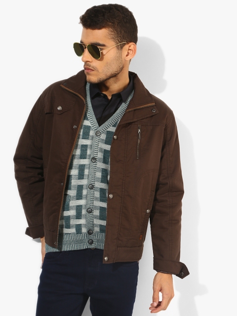 

Brown Solid Casual Jacket
