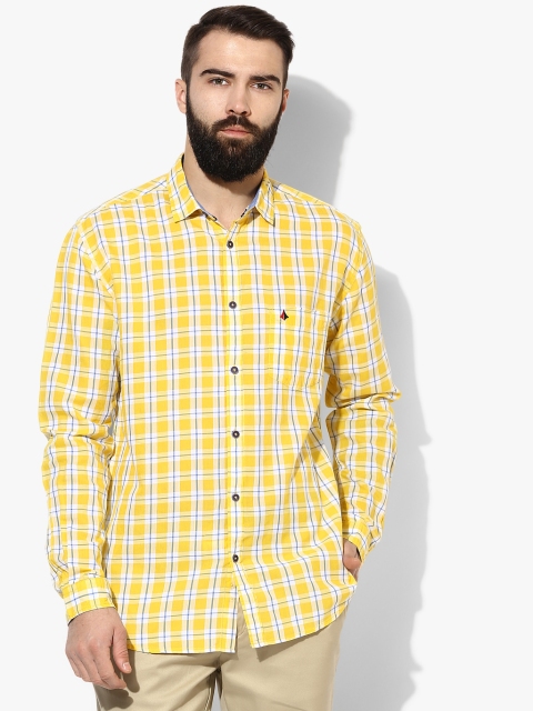 

Yellow Checked Slim Fit Casual Shirt