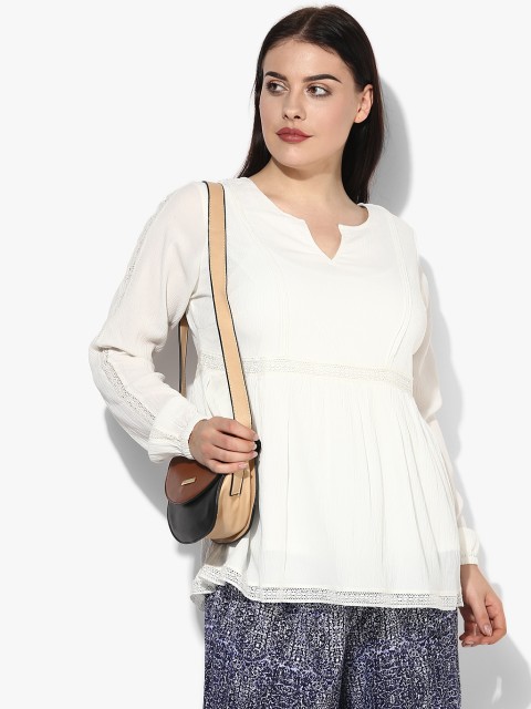 

JUNAROSE Plus Size Off White Solid Top