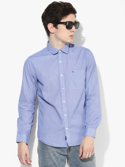 

Blue Printed Slim Fit Casual Shirt