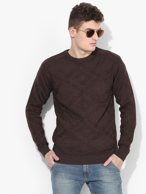 

Brown Textured Round Neck Sweater