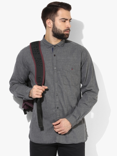 

Grey Textured Slim Fit Casual Shirt