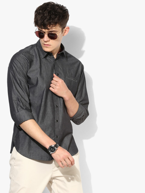 

Grey Textured Slim Fit Casual Shirt