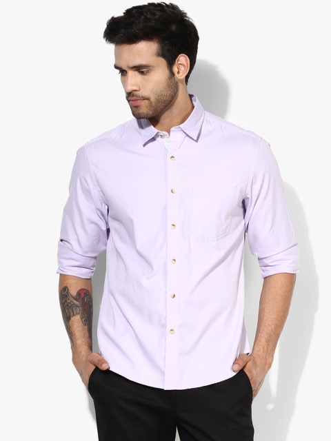 

Lavender Solid Slim Fit Casual Shirt