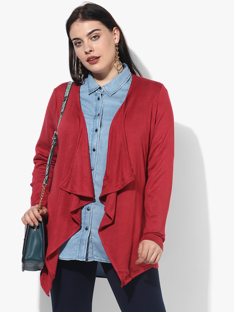 

JUNAROSE Plus Size Red Solid Shrug