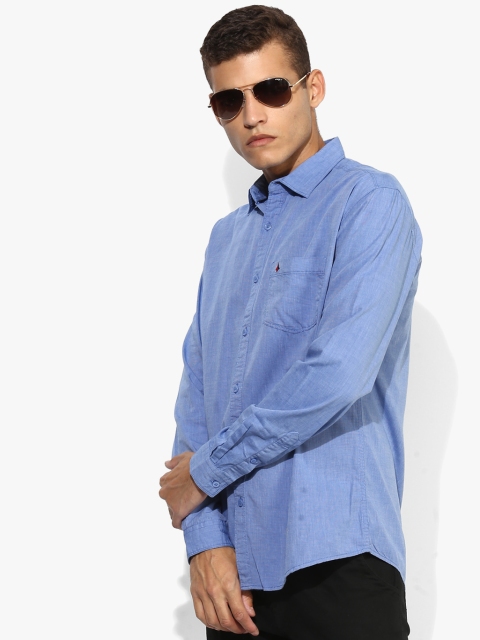 

British Club Men Blue Regular Fit Solid Casual Shirt