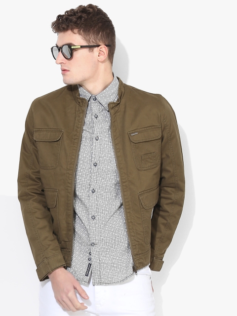 

Olive Solid Casual Jacket