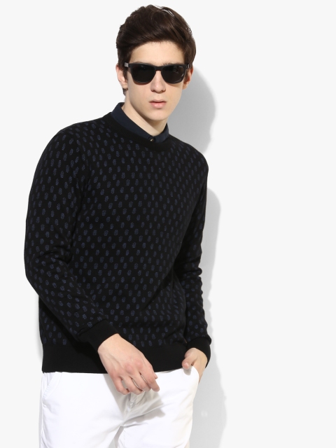 

Black Printed Regular Fit Round Neck Sweater