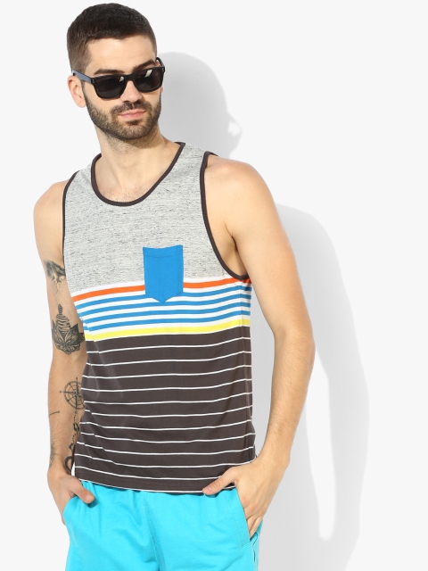 

Multicoloured Striped Regular Fit Round Neck T-Shirt, Multi
