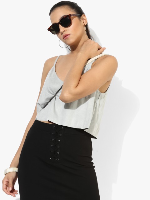 

Light Grey Solid Crop Top