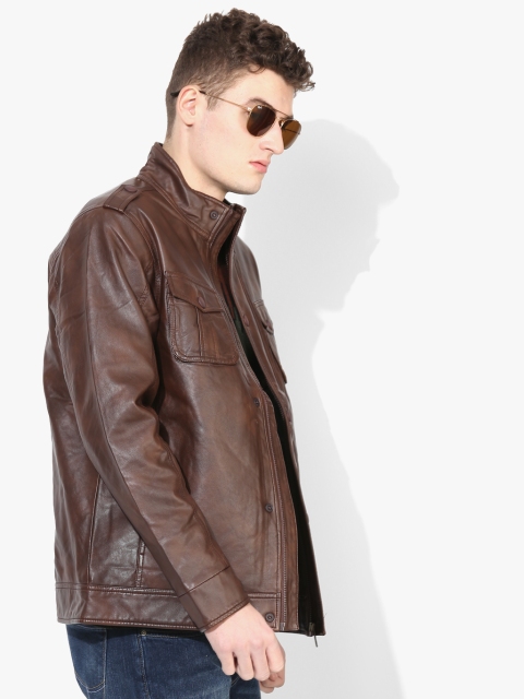 

Brown Solid Casual Jacket