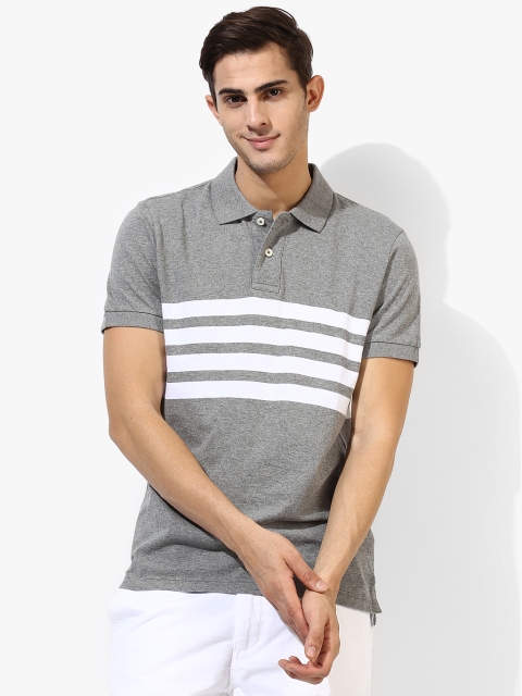

Grey Striped Regular Fit Polo T-Shirt