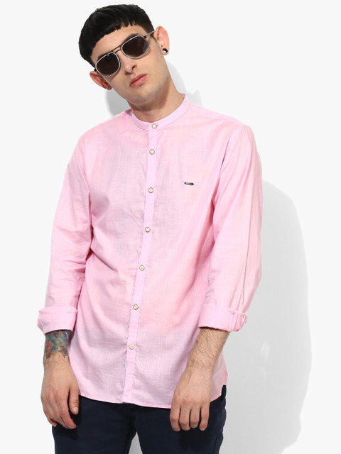 

Pink Solid Slim Fit Casual Shirt