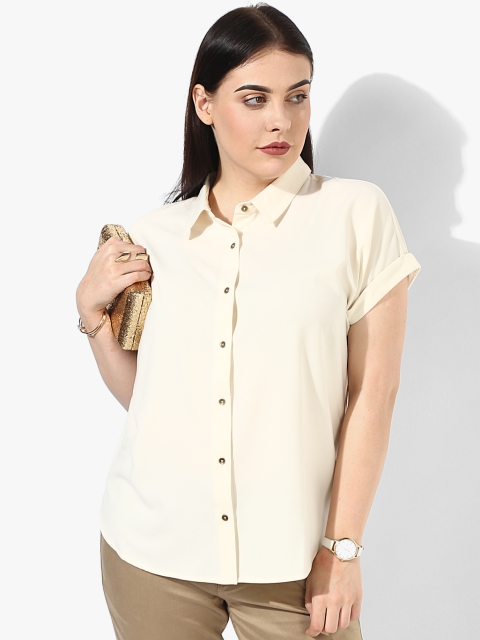 

JUNAROSE Plus Size Cream Solid Shirt