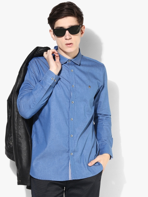 

Blue Printed Slim Fit Casual Shirt