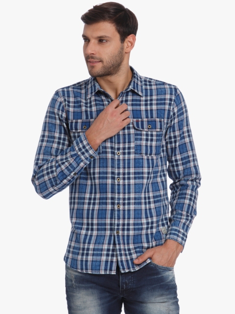 

Blue Checked Slim Fit Casual Shirt
