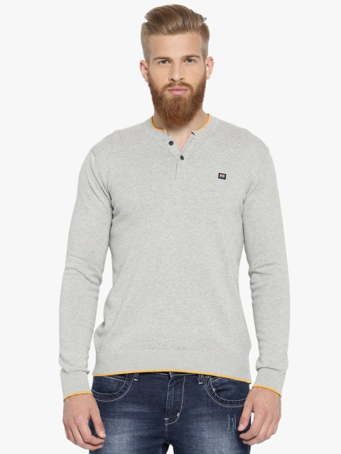 

Grey Solid Slim Fit Mandarin T-Shirtt
