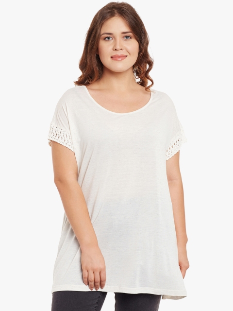 

JUNAROSE Plus Size Cream Textured Tunic