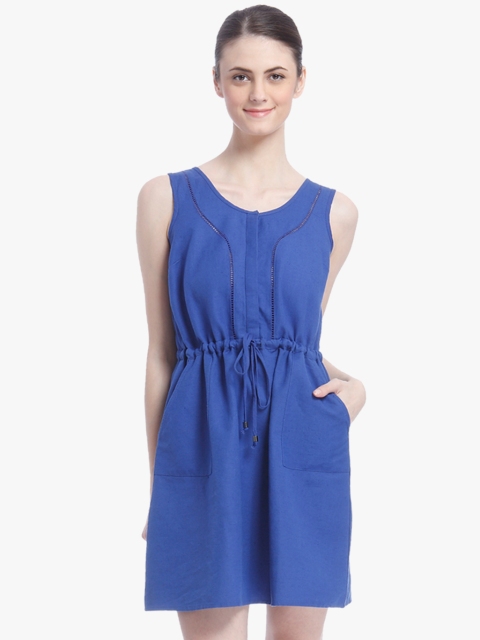

Vero Moda Women Blue Solid Fit & Flare Dress